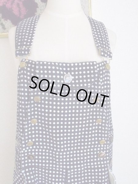 画像8: 濃紺×白水玉のレトロなサロペット (8)