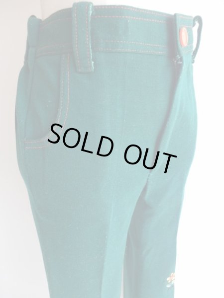 画像10: グリーン色お花刺繍入りレトロパンツ (10)