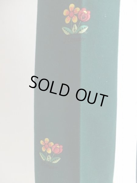 画像7: グリーン色お花刺繍入りレトロパンツ (7)