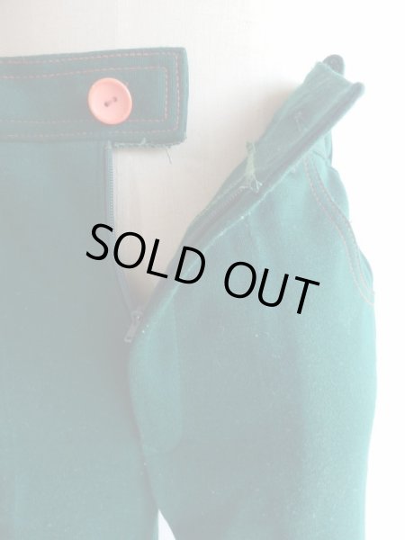 画像9: グリーン色お花刺繍入りレトロパンツ (9)