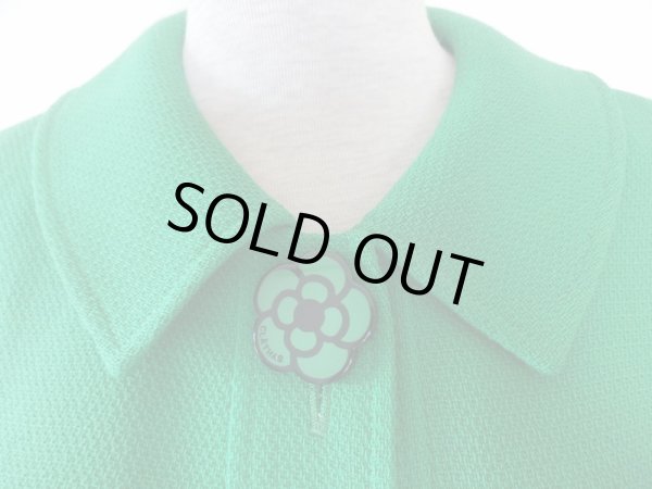 画像11: クレイサス*グリーン色お花ボタンのコート&ワンピセット (11)