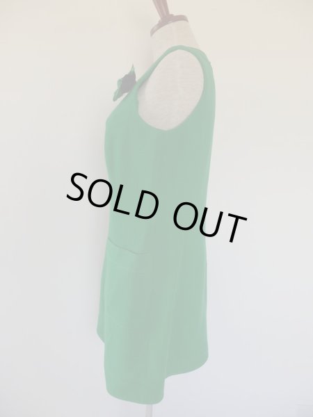 画像7: クレイサス*グリーン色お花ボタンのコート&ワンピセット (7)