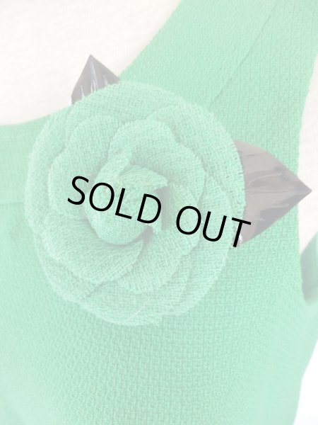 画像6: クレイサス*グリーン色お花ボタンのコート&ワンピセット (6)