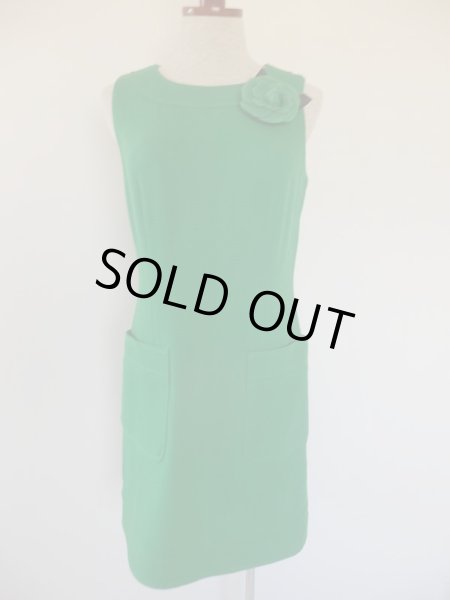 画像3: クレイサス*グリーン色お花ボタンのコート&ワンピセット (3)