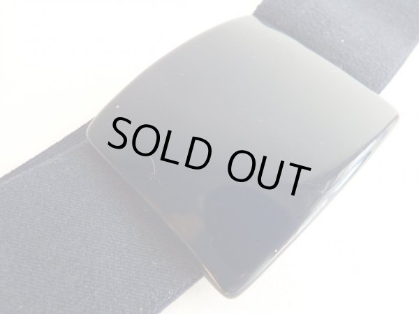 画像2: ネイビー素材のレトロスクエアーバックルベルト (2)