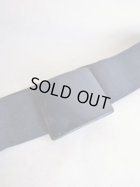 画像3: ネイビー素材のレトロスクエアーバックルベルト (3)