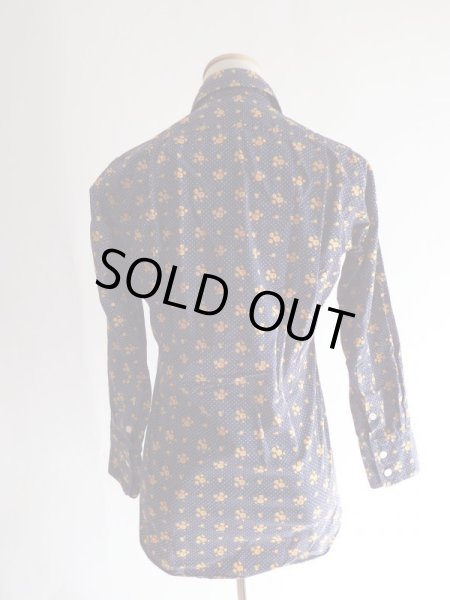 画像5: 紺地に花柄レトロブラウス (5)