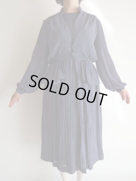 画像4: 未使用*ネイビー色ギンガムチェック柄のセットアップ【送料無料】 (4)