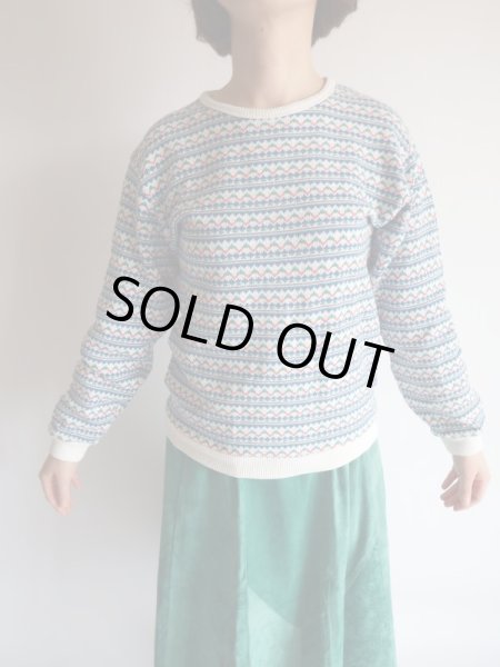 画像4: レトロボーダー柄のコットンニット (4)