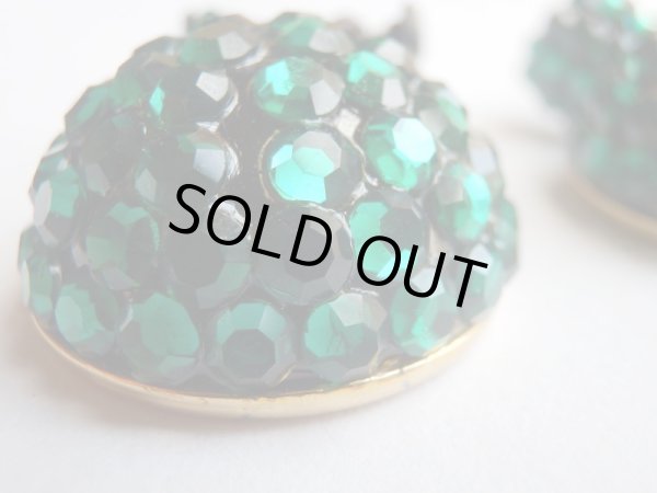 画像4: 未使用★USA*キラキラグリーンのドーム型イヤリング (4)