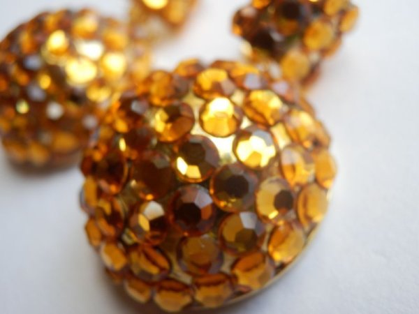 画像6: 未使用★USA*ラインストーンドーム型イヤリング (6)