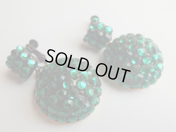 画像3: 未使用★USA*キラキラグリーンのドーム型イヤリング (3)