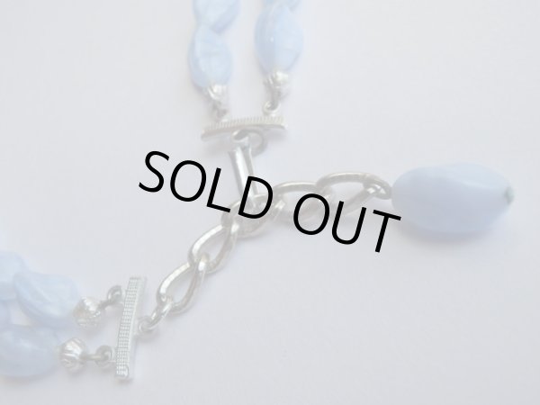 画像4: JAPAN*ブルーアッシュ色の2連ビーズネックレス (4)