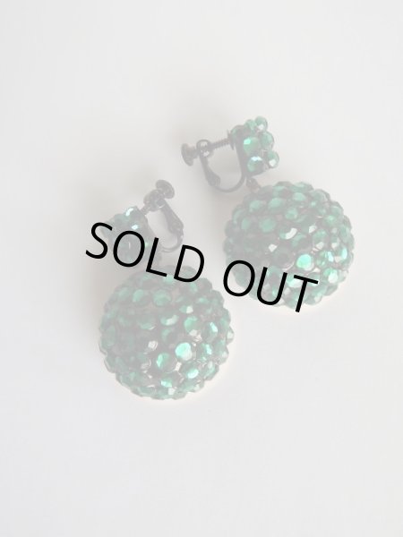 画像2: 未使用★USA*キラキラグリーンのドーム型イヤリング (2)