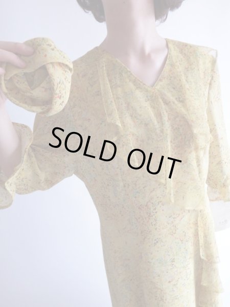 画像10: 未使用*大人イエローのフリル付きロング丈ワンピ【送料無料】 (10)