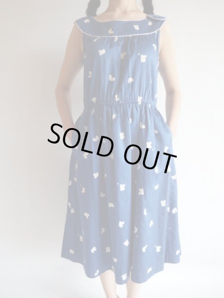 画像4: クレージュ*ラウンドネックのブルー色ワンピ【送料無料】 (4)