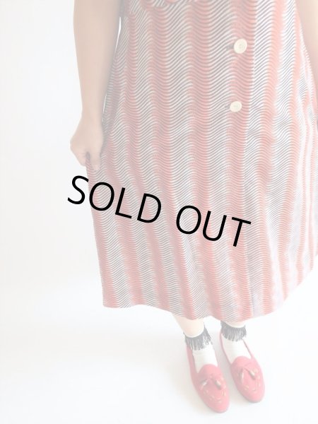 画像8: Dead stock*13号sizeレトロな変形ボーダーワンピース (8)