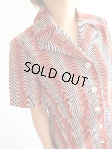 画像6: Dead stock*13号sizeレトロな変形ボーダーワンピース (6)