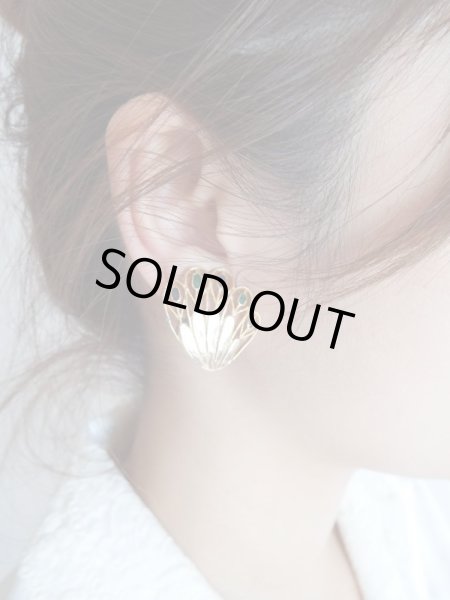 画像2: 孔雀の羽根のようなイヤリング (2)