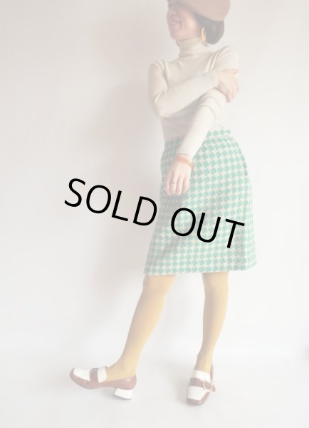 画像4: Houndstooth Check Skirt/Emerald Green (4)