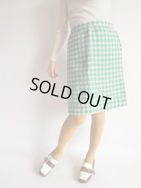 画像3: Houndstooth Check Skirt/Emerald Green (3)