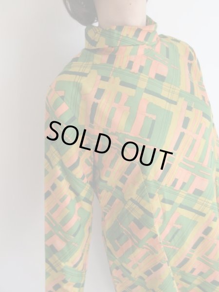 画像7: グリーン系ペイントチェック柄ワンピ【送料無料】 (7)