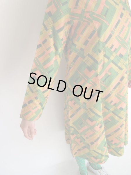 画像8: グリーン系ペイントチェック柄ワンピ【送料無料】 (8)