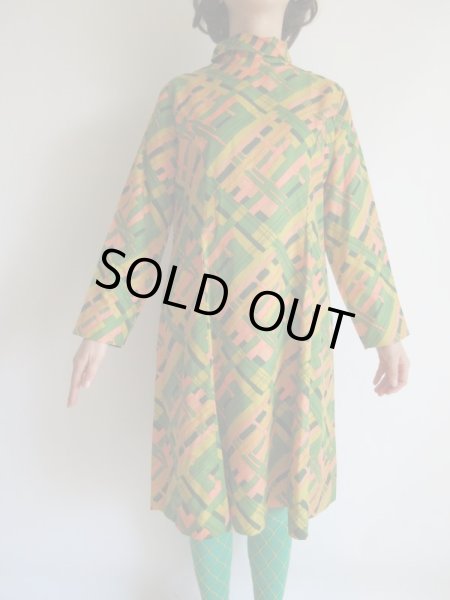 画像4: グリーン系ペイントチェック柄ワンピ【送料無料】 (4)