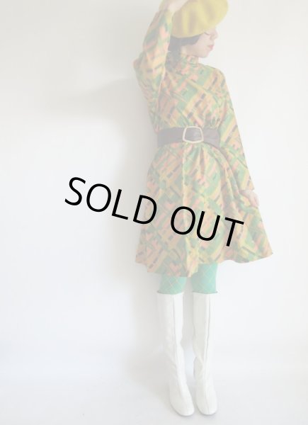 画像2: グリーン系ペイントチェック柄ワンピ【送料無料】 (2)