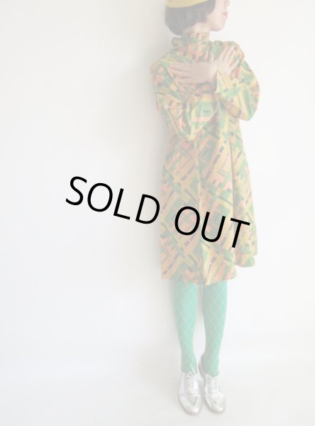 画像3: グリーン系ペイントチェック柄ワンピ【送料無料】 (3)