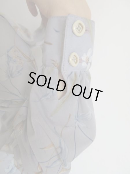 画像8: 未使用*ストール付きブルーグレー色草花模様ワンピ【送料無料】 (8)