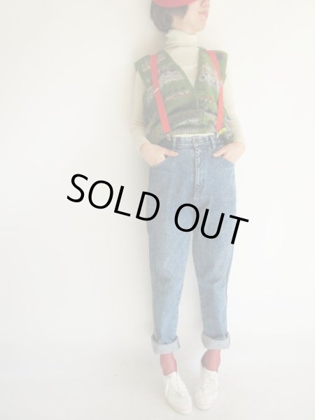 画像3: グリーンティー色のミックス糸ニットベスト (3)