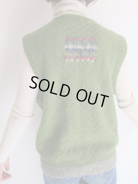 画像6: グリーンティー色のミックス糸ニットベスト (6)
