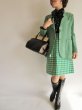 画像2: Houndstooth Check Skirt/Emerald Green (2)