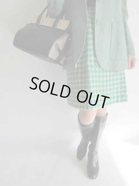 画像1: Houndstooth Check Skirt/Emerald Green (1)