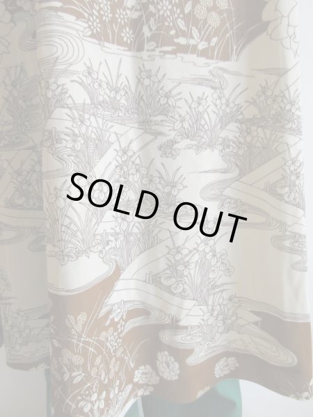 画像10: 未使用*和柄のブラウン系ワンピ*紐ベルト付【送料無料】 (10)