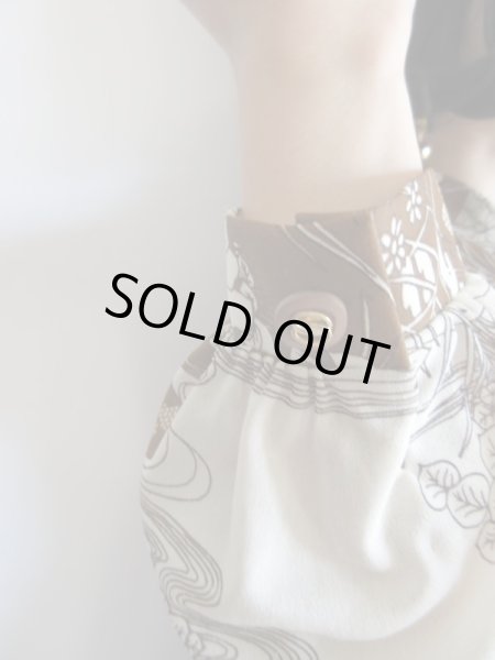 画像11: 未使用*和柄のブラウン系ワンピ*紐ベルト付【送料無料】 (11)