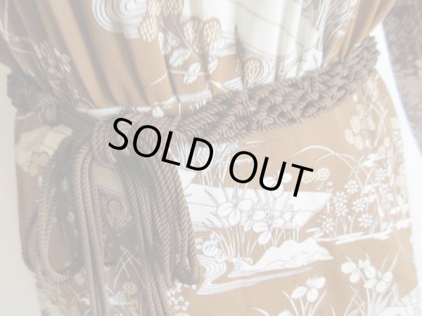 画像9: 未使用*和柄のブラウン系ワンピ*紐ベルト付【送料無料】 (9)