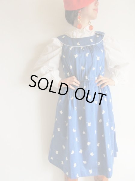 画像2: クレージュ*ラウンドネックのブルー色ワンピ【送料無料】 (2)