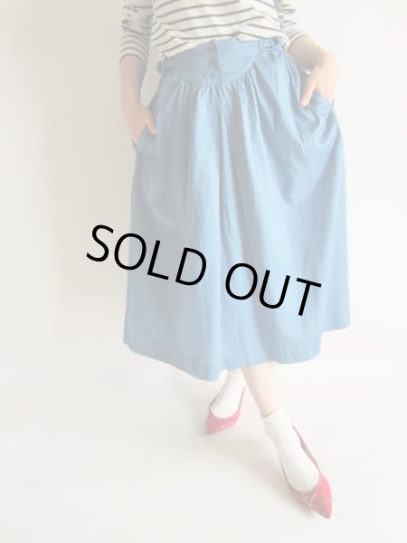 画像2: ウエスト54〜60*グレー色ボーダー柄のブルースカート【送料無料】 (2)