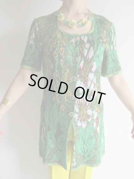 画像3: イタリア製*大きな草花柄のニットカーデ (3)