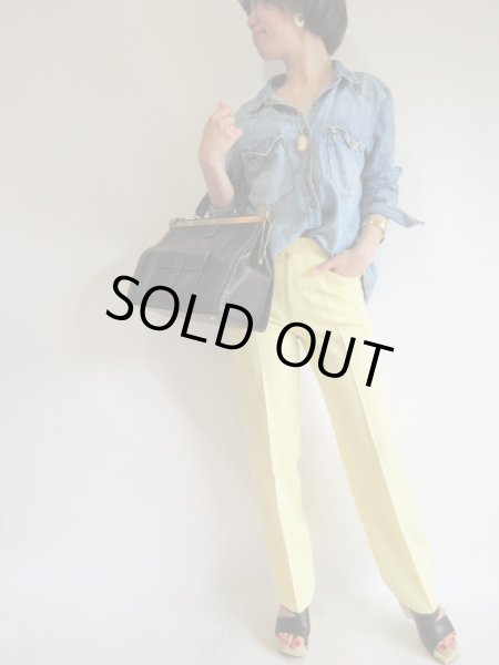 画像2: ●未使用*レモンイエロー色のスクエア柄パンツ (2)