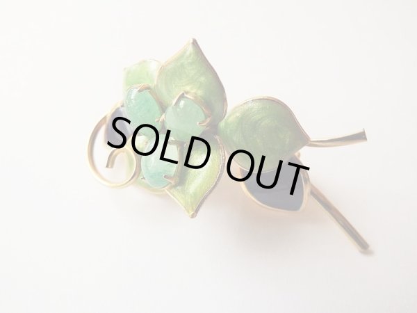 画像3: 天然石*お花と葉っぱのブローチ (3)