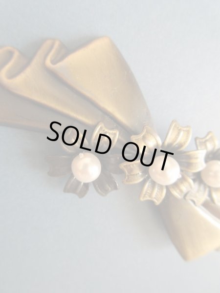 画像4: 未使用*アンティーク感のあるお花リボンブローチ (4)