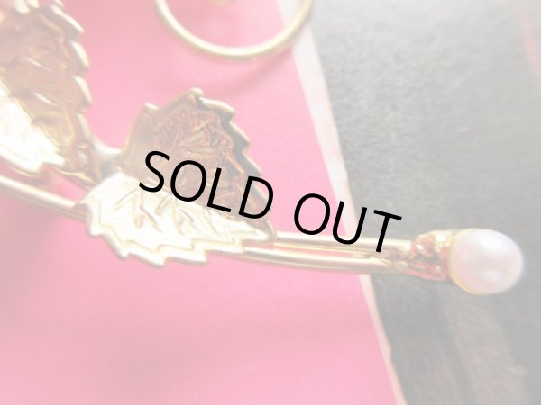 画像3: 未使用*葉っぱとお花のフェイクパール装飾ブローチ (3)