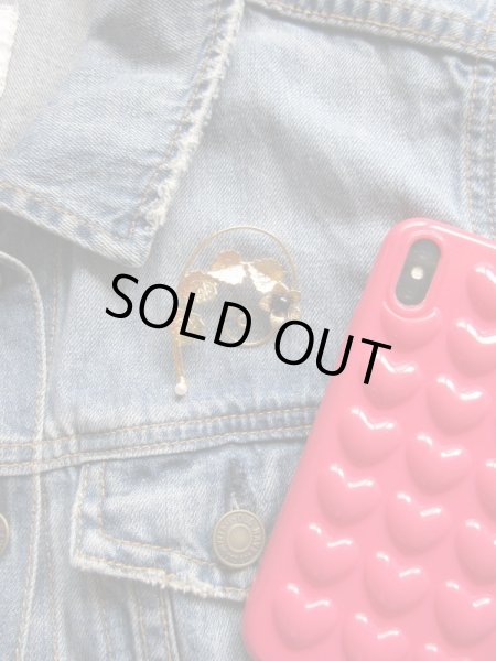 画像5: 未使用*葉っぱとお花のフェイクパール装飾ブローチ (5)