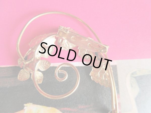 画像4: 未使用*葉っぱとお花のフェイクパール装飾ブローチ (4)