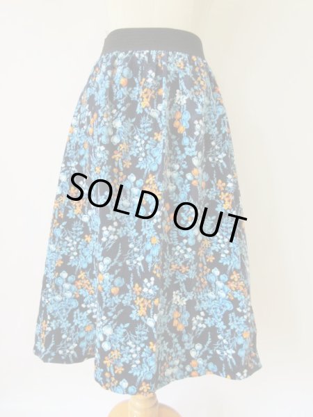 画像6: ベロアのロマンティックフラワースカート(ウエストゴム*) (6)