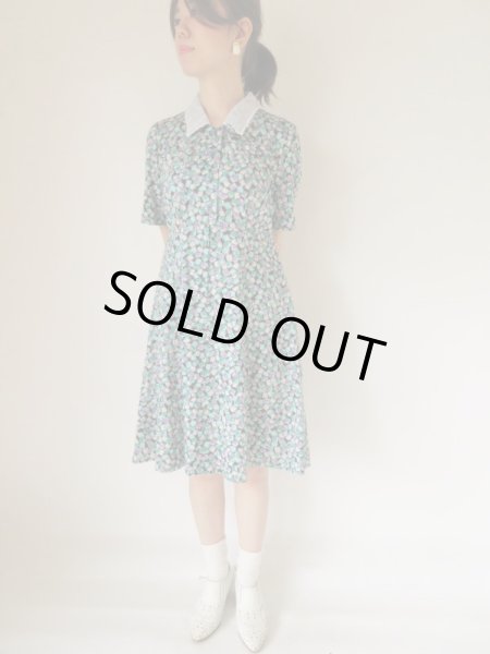 画像4: 爽やかチュールの切り替え襟ワンピース (4)