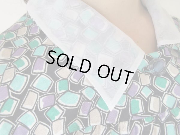 画像8: 爽やかチュールの切り替え襟ワンピース (8)